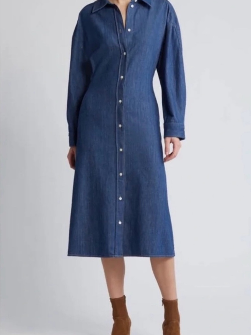 COS Blue Denim Button-Front Midi Dress NWT